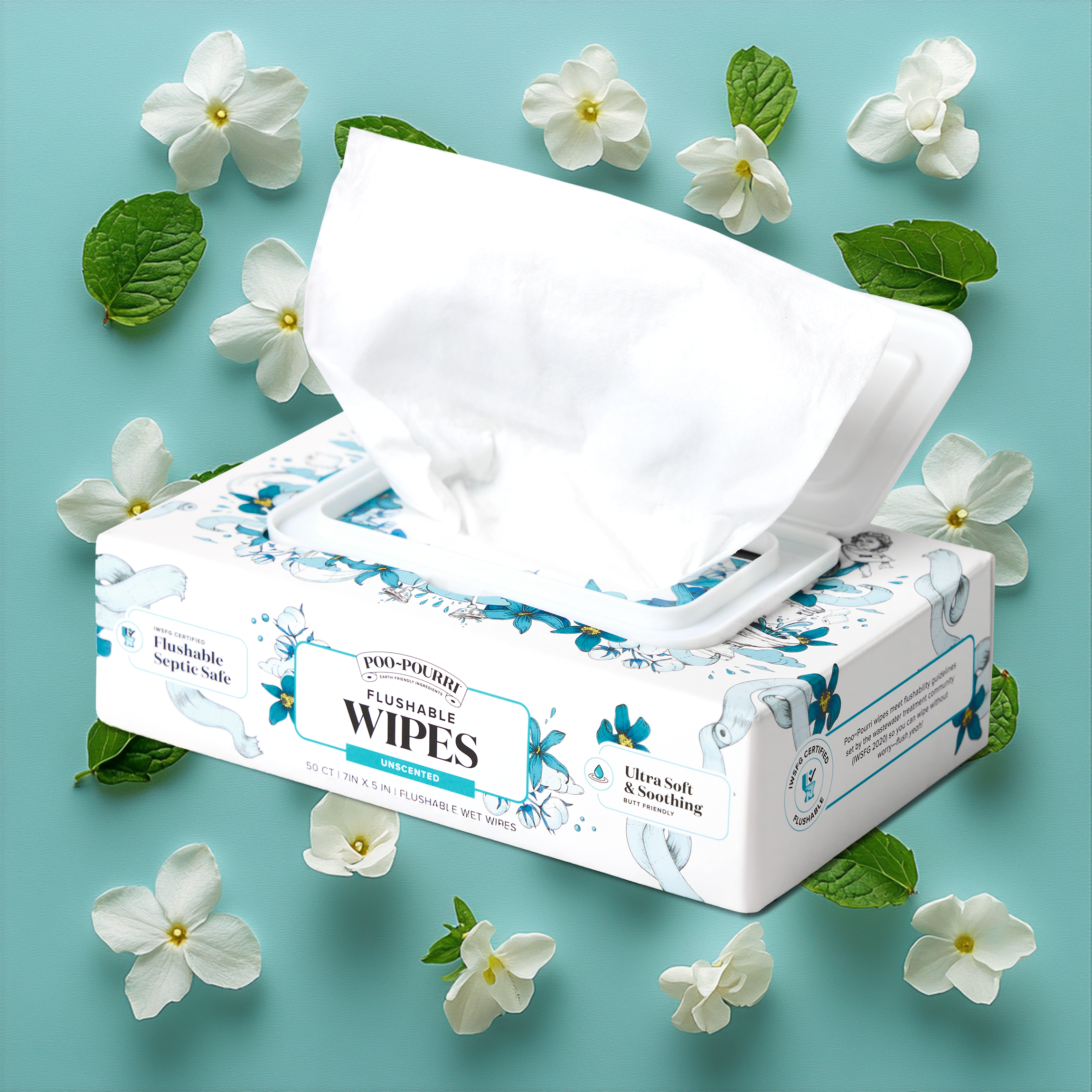 Unscented Poo~Pourri Flushable Wipes 50ct, Single Packs