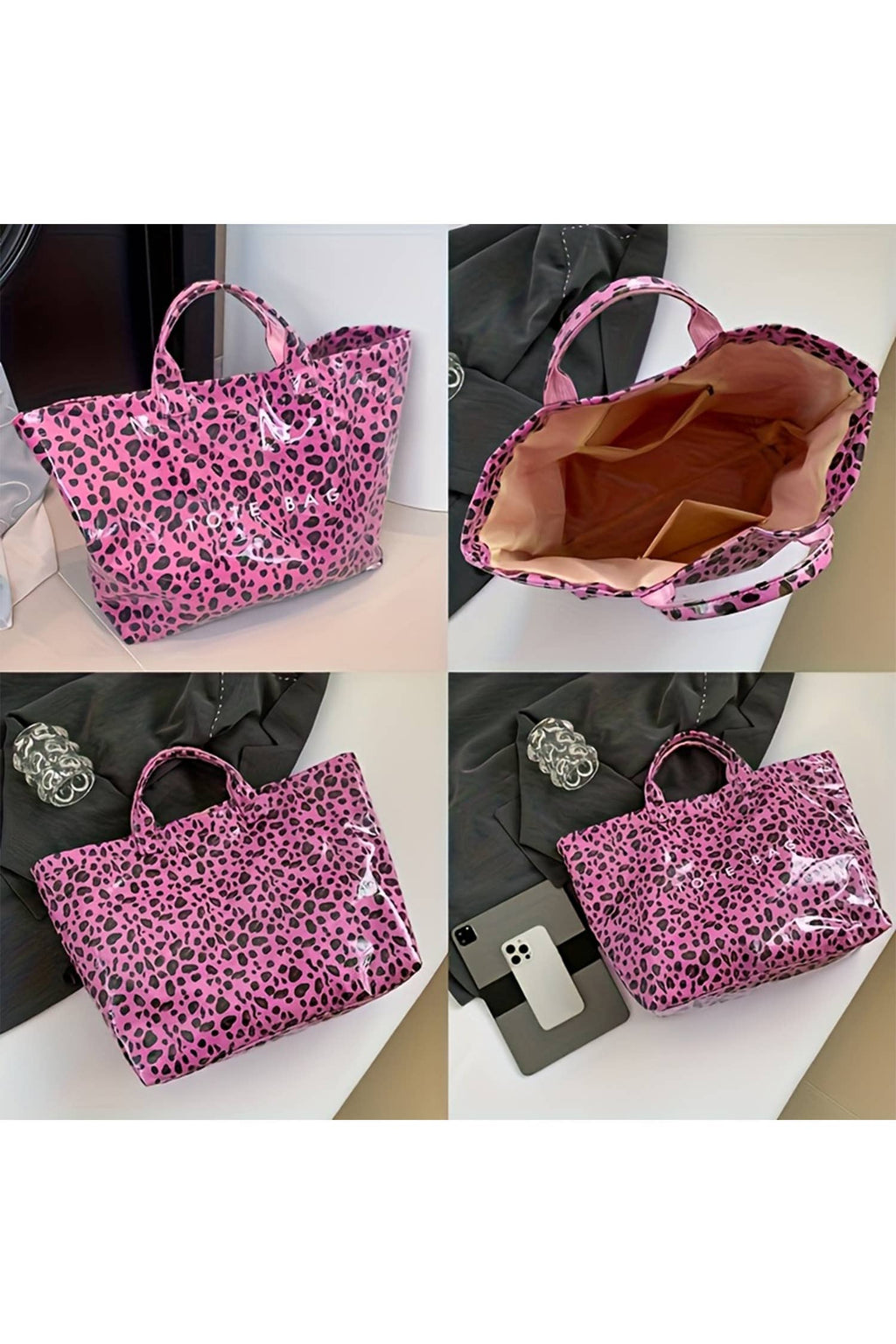 Leopard PU Leather Water Proof Tote Bag