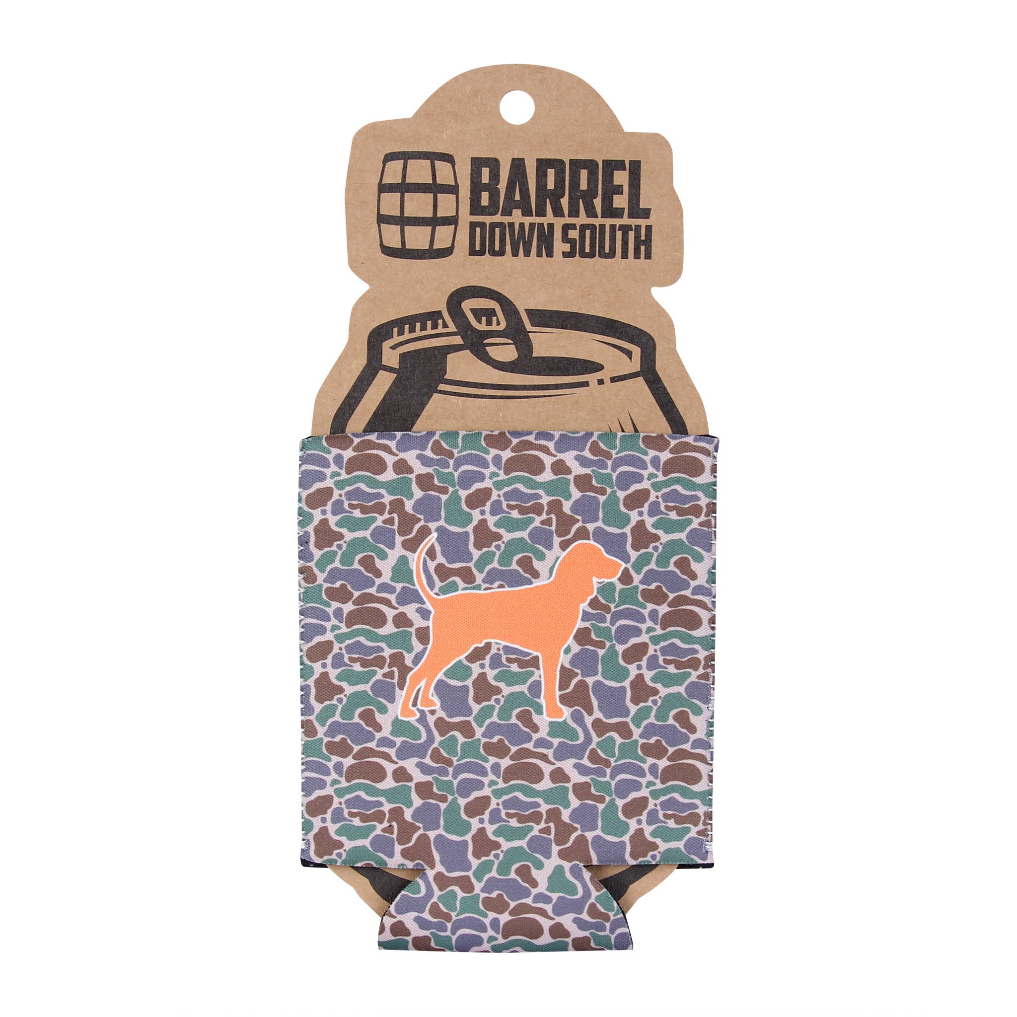 Camo Bluetick Coonhound Can Cooler