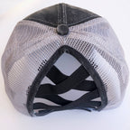 Embroidered Dog Mom Hat Cap Distressed Ponytail