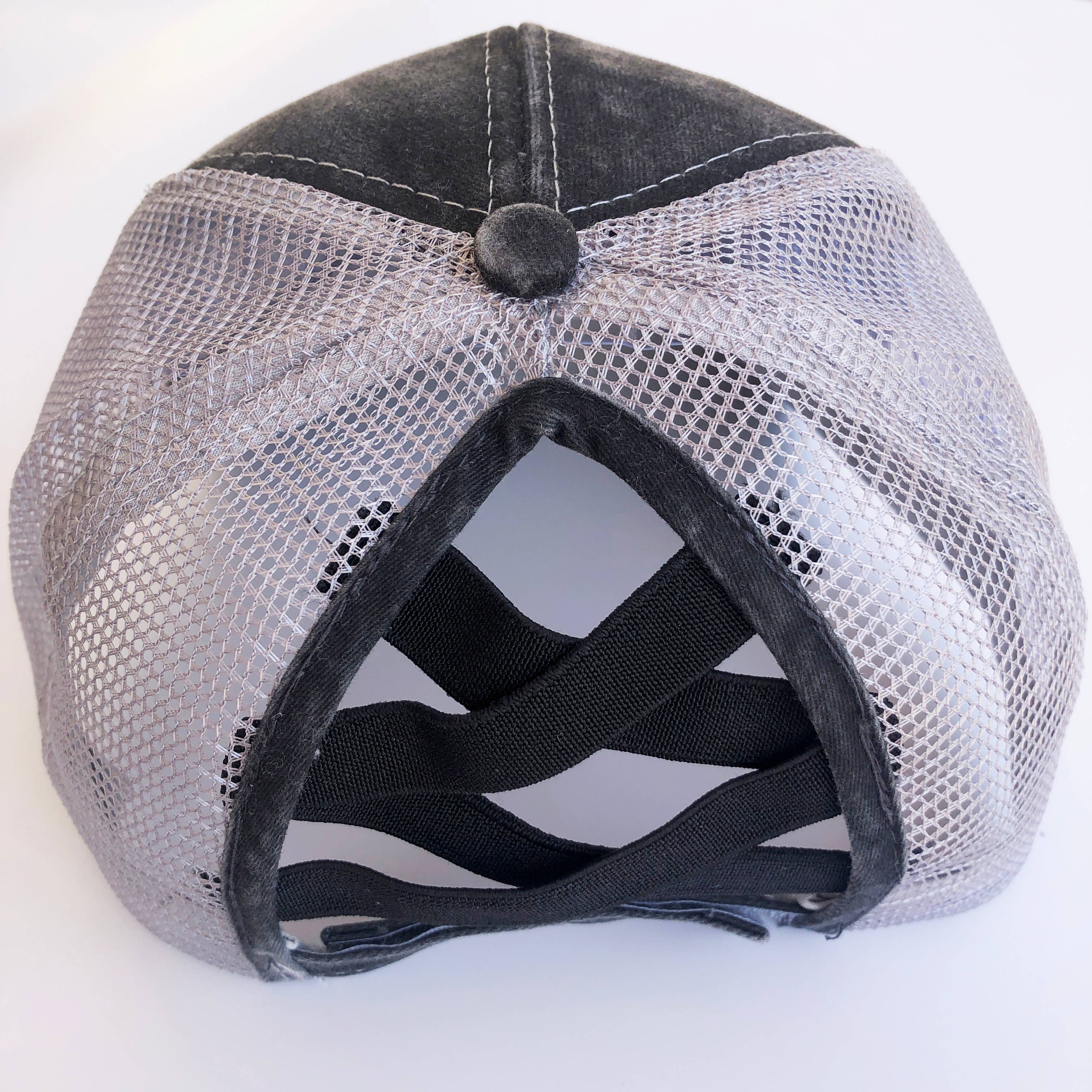 Embroidered Dog Mom Hat Cap Distressed Ponytail