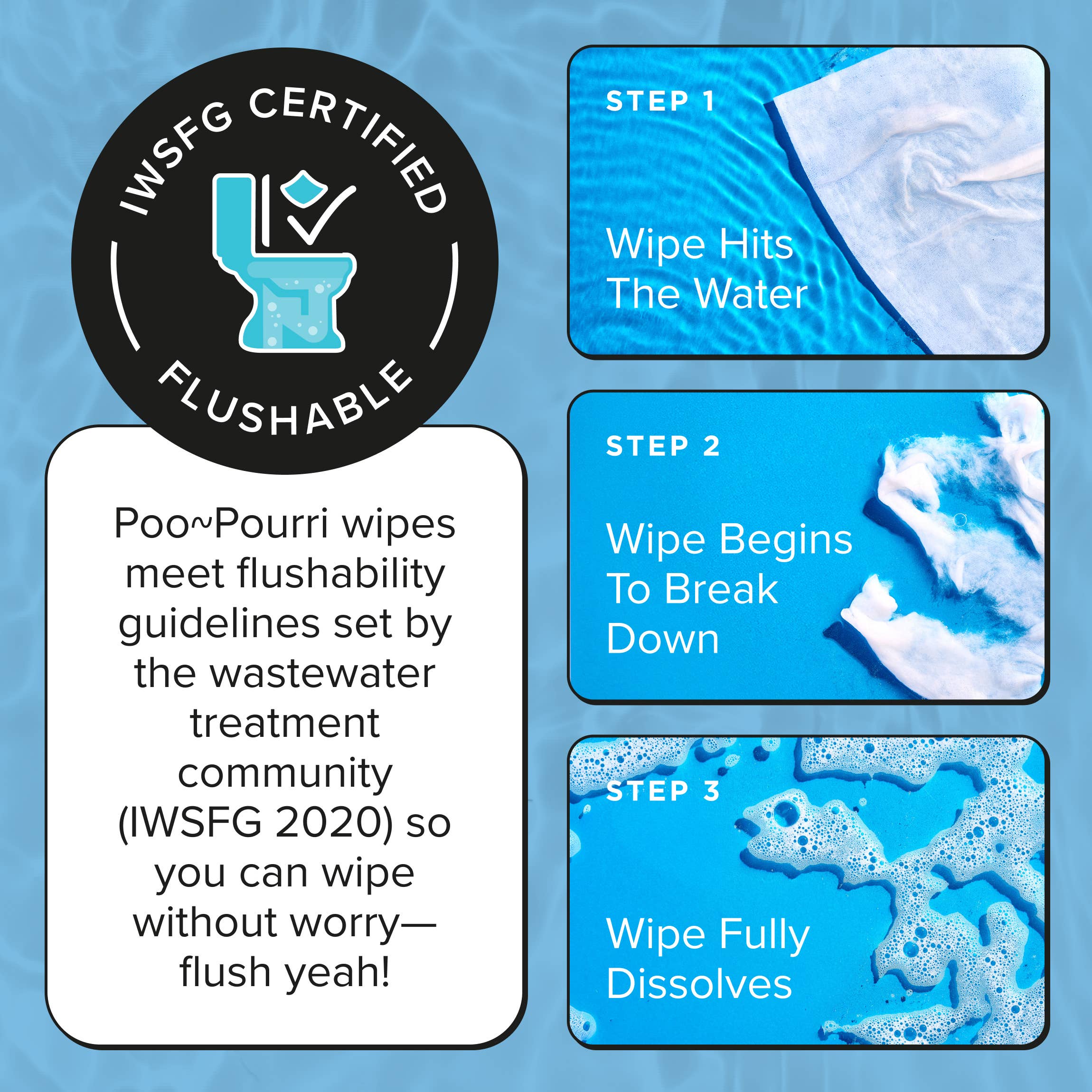 Unscented Poo~Pourri Flushable Wipes 50ct, Single Packs