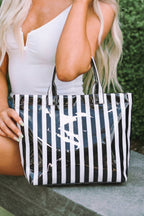 66 Glossy Striped Large Tote Bag
