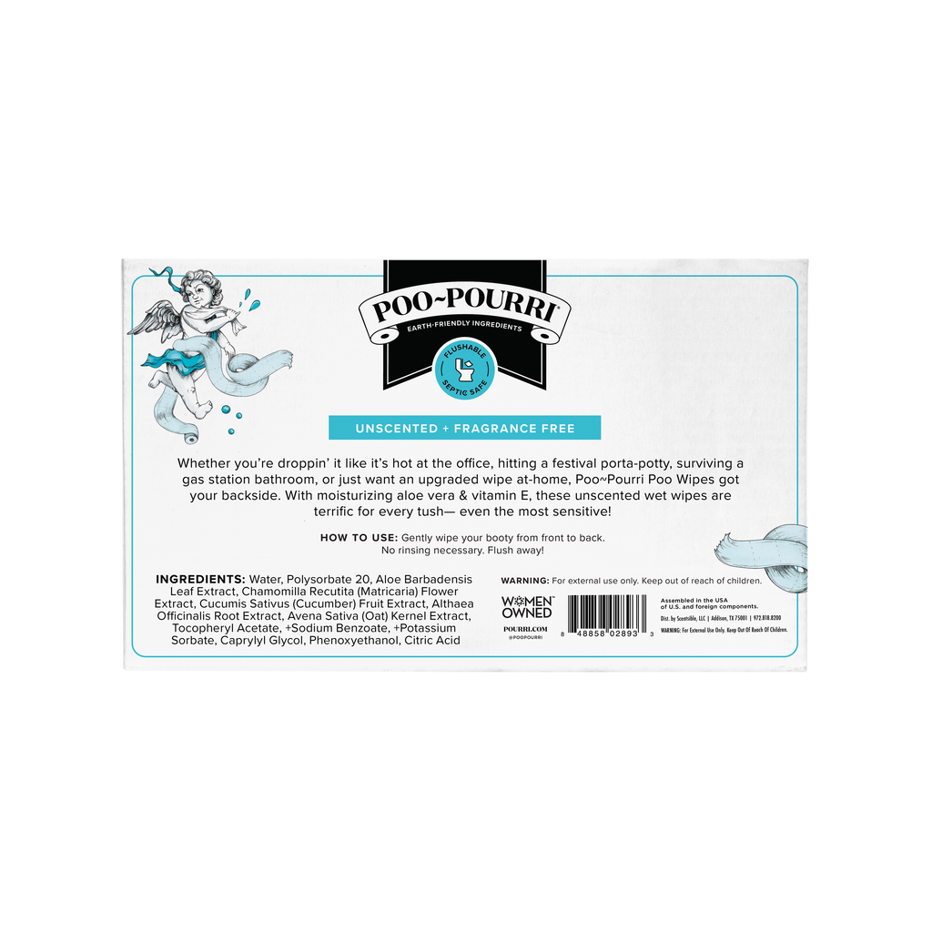 Unscented Poo~Pourri Flushable Wipes 50ct, Single Packs