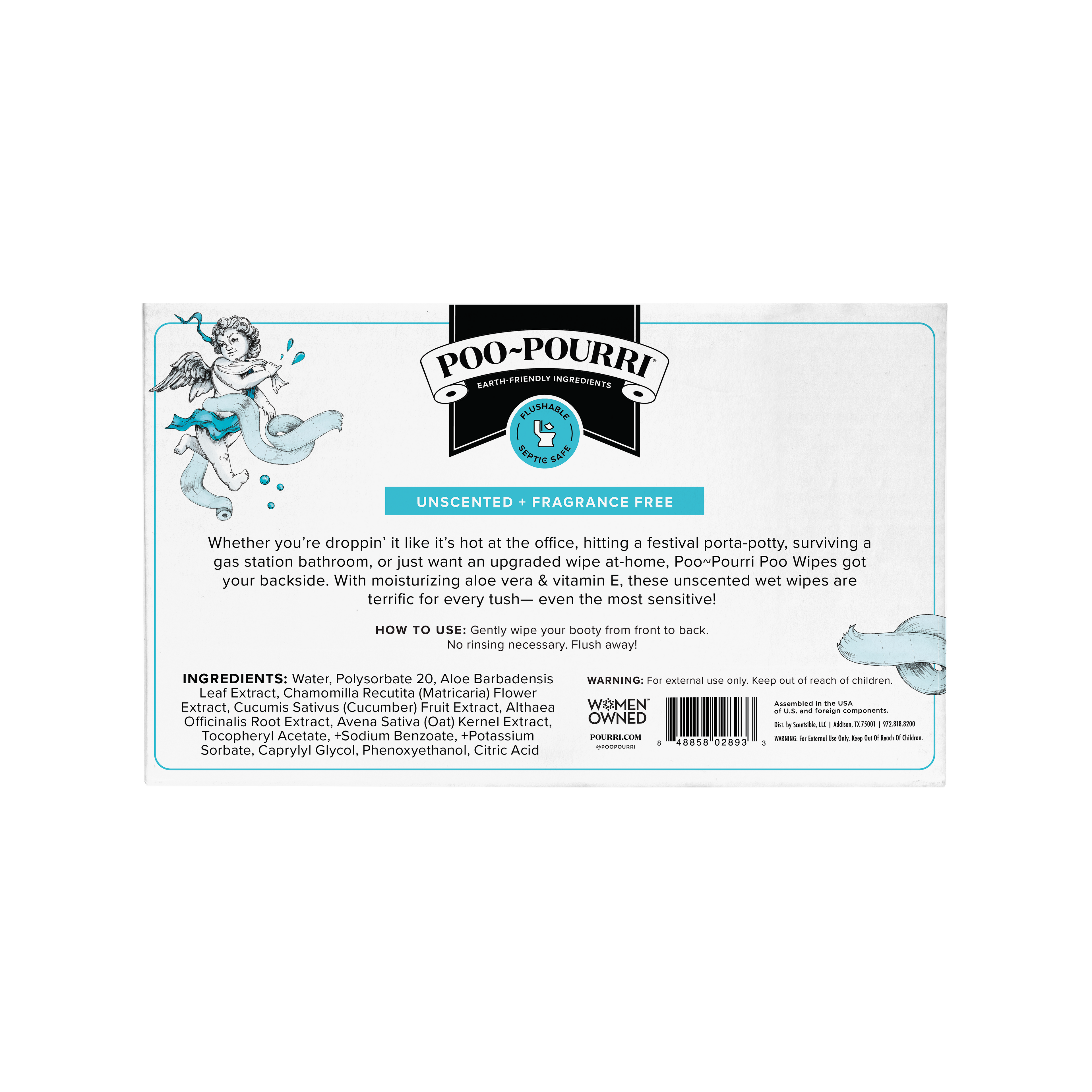 Unscented Poo~Pourri Flushable Wipes 50ct, Single Packs
