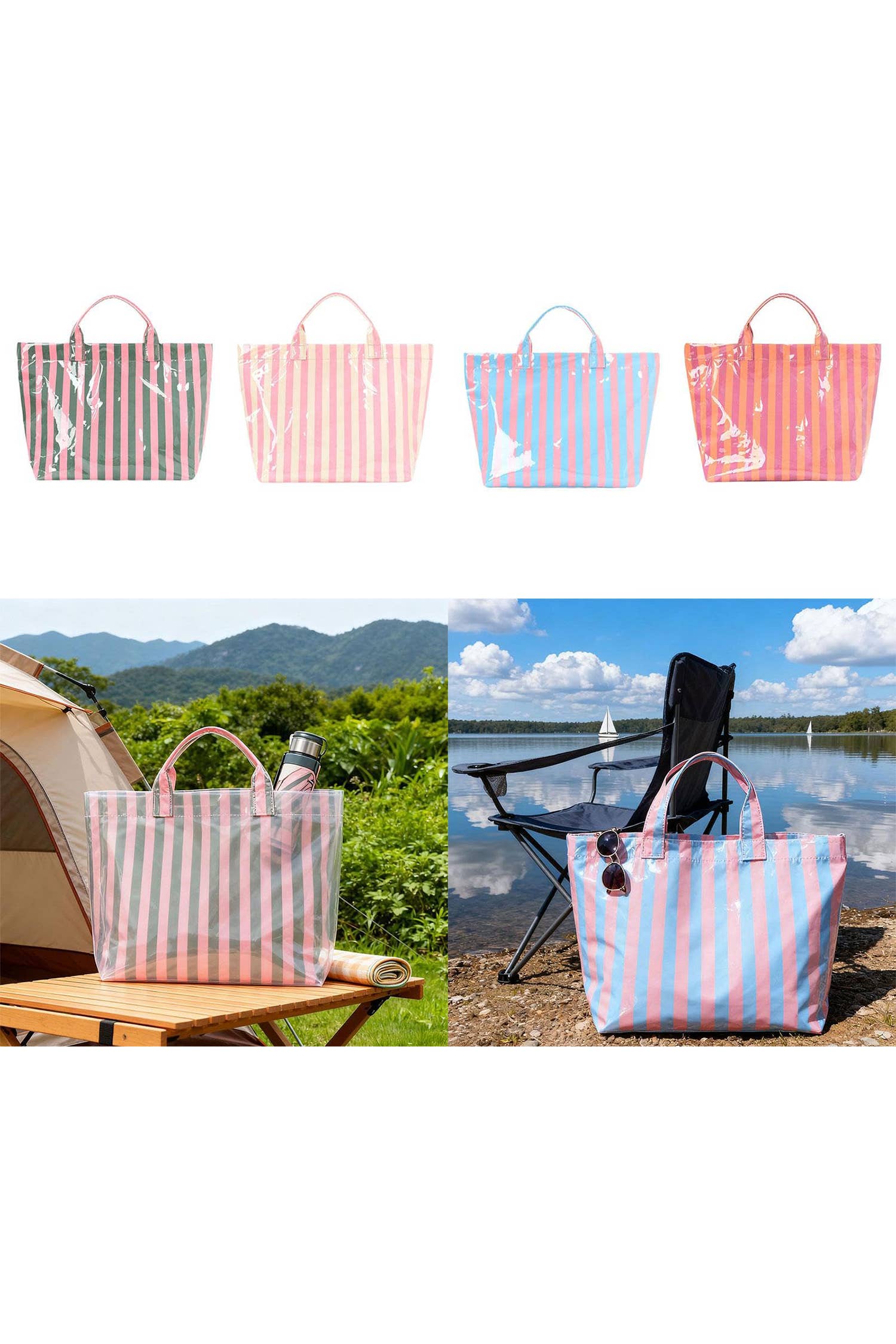 66 Glossy Striped Large Tote Bag