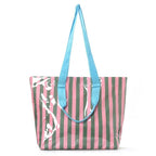 Large Striped Vinyl Tote Bags with Shoulder Strap