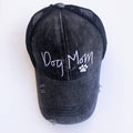Embroidered Dog Mom Hat Cap Distressed Ponytail