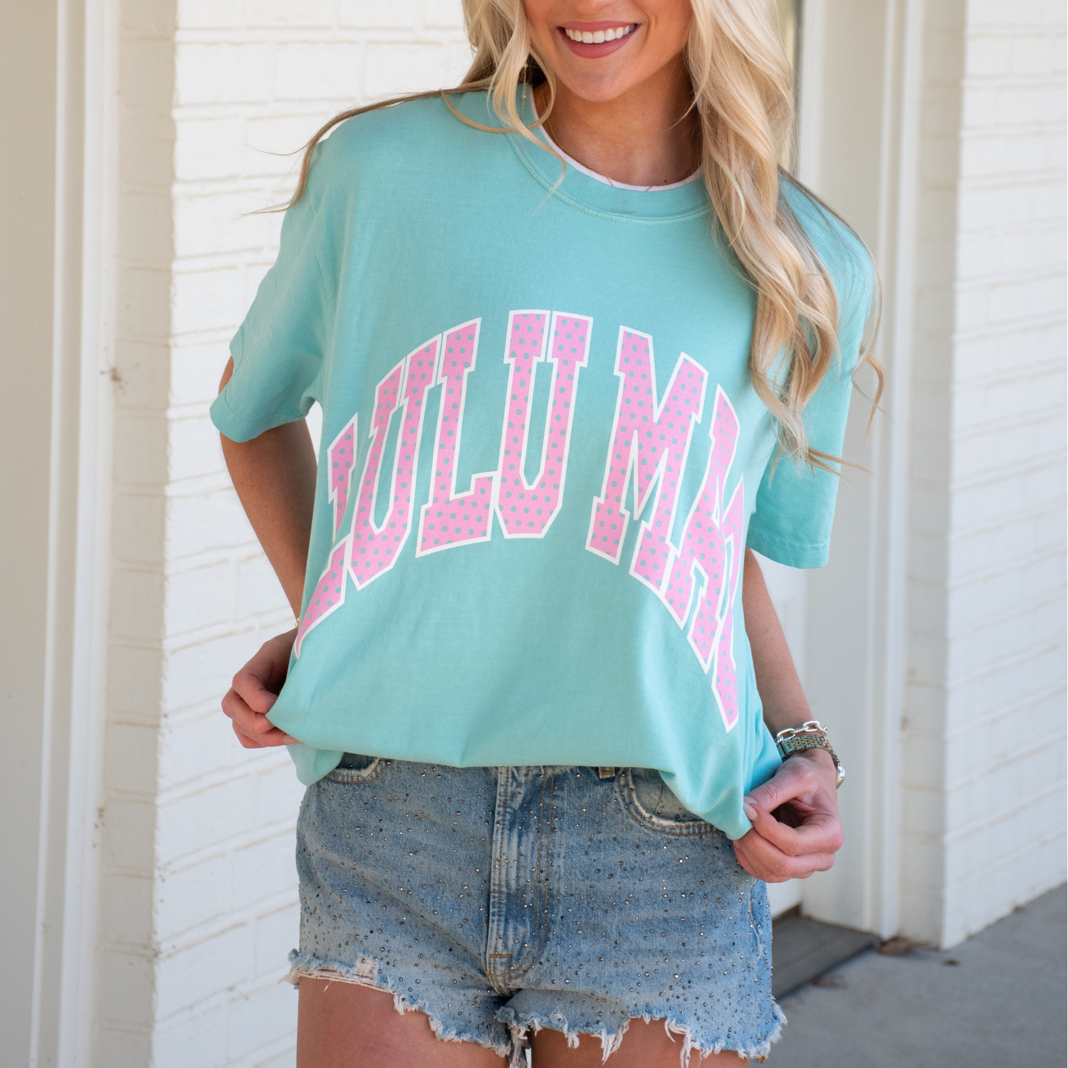 LM-PD-1001 Polka Dot Adult Chalky Mint Comfort Colors Tee
