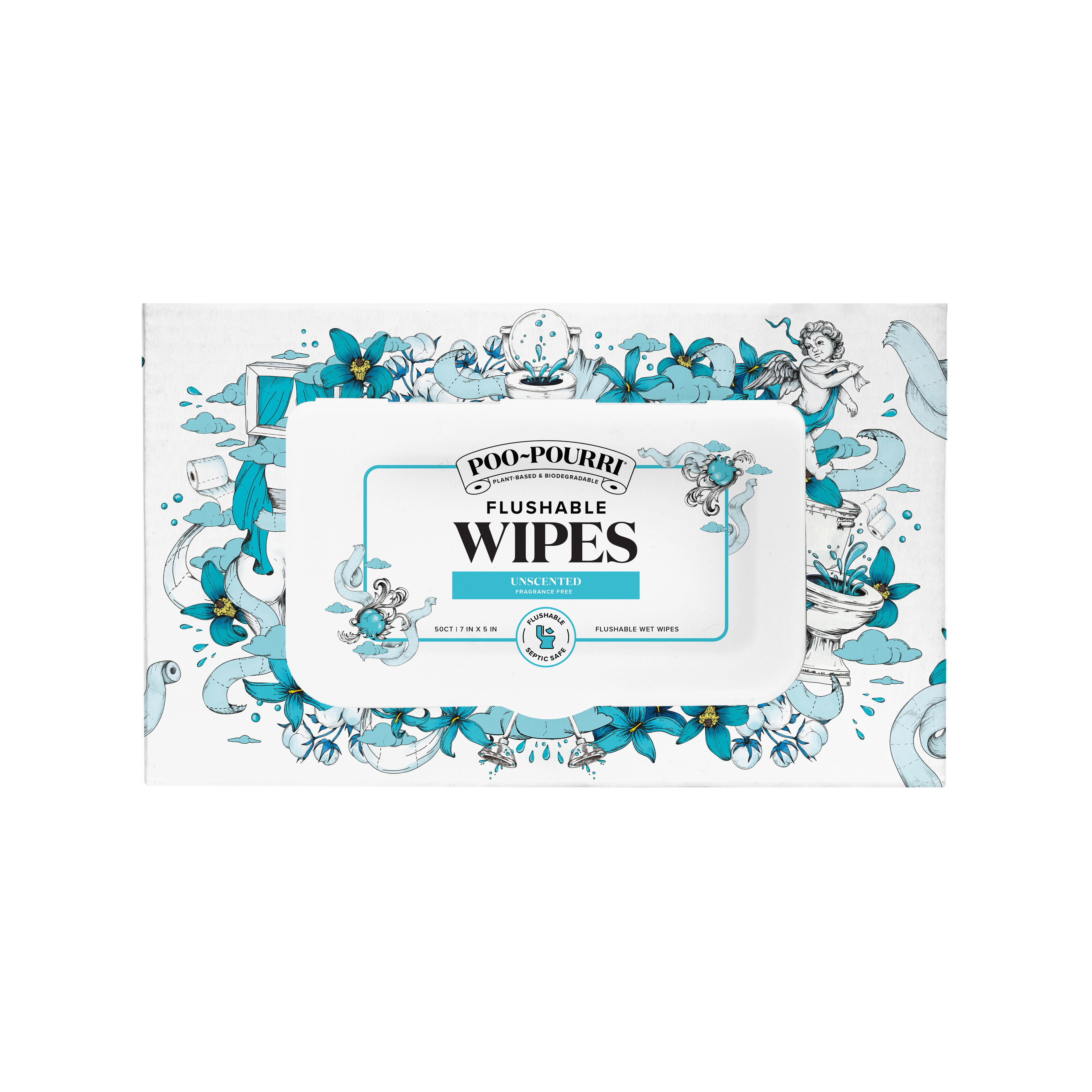 Unscented Poo~Pourri Flushable Wipes 50ct, Single Packs