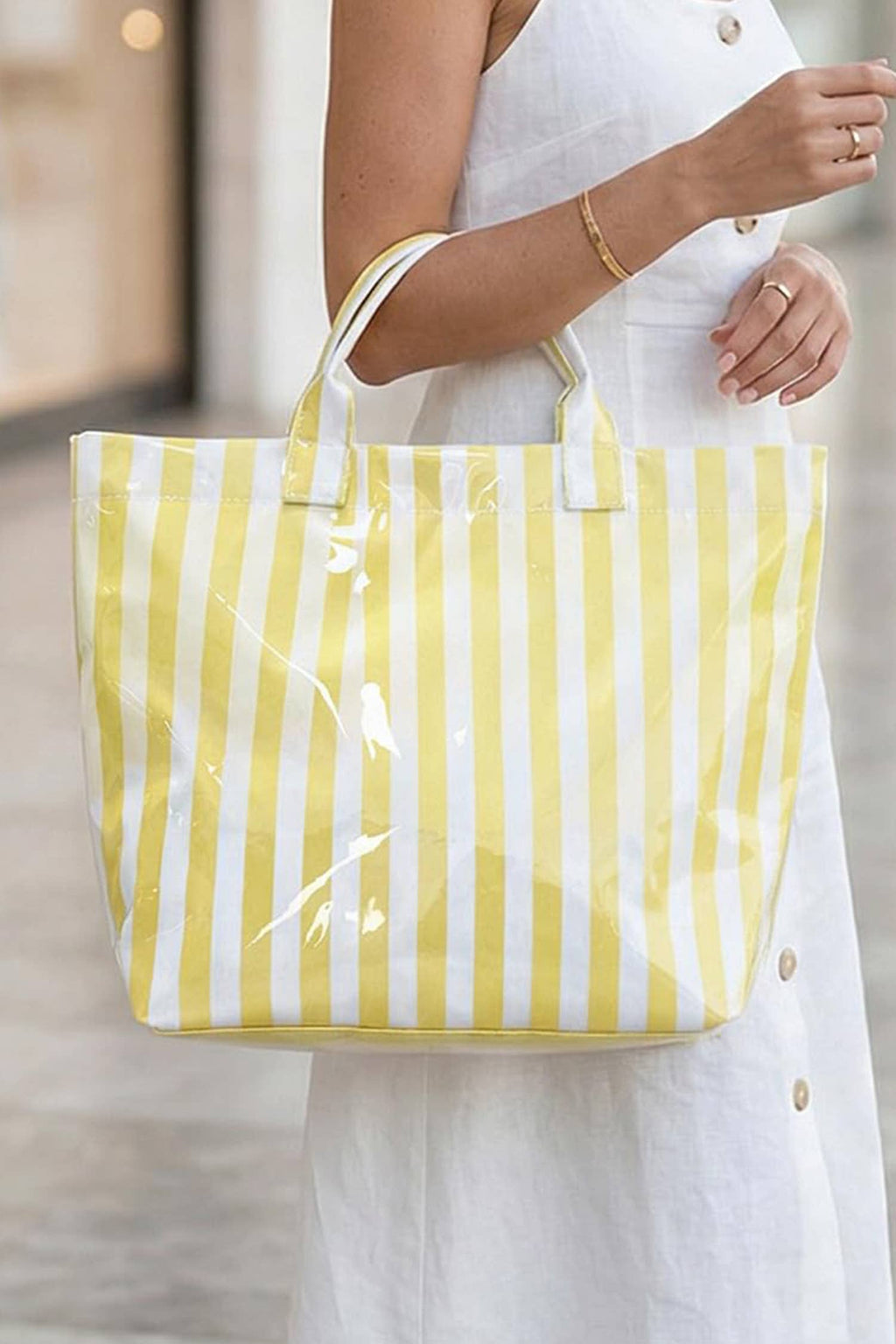 66 Glossy Striped Large Tote Bag