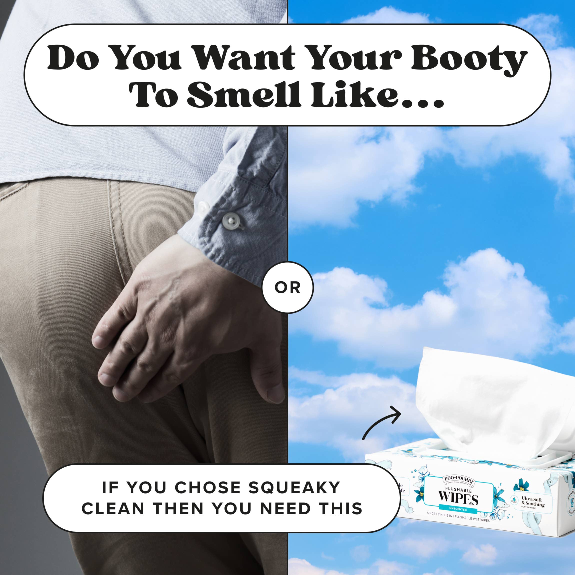 Unscented Poo~Pourri Flushable Wipes 50ct, Single Packs