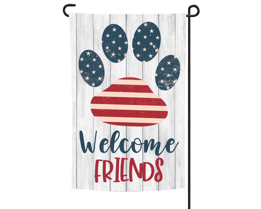 Garden Flag - Welcome Friends Patriotic Paw