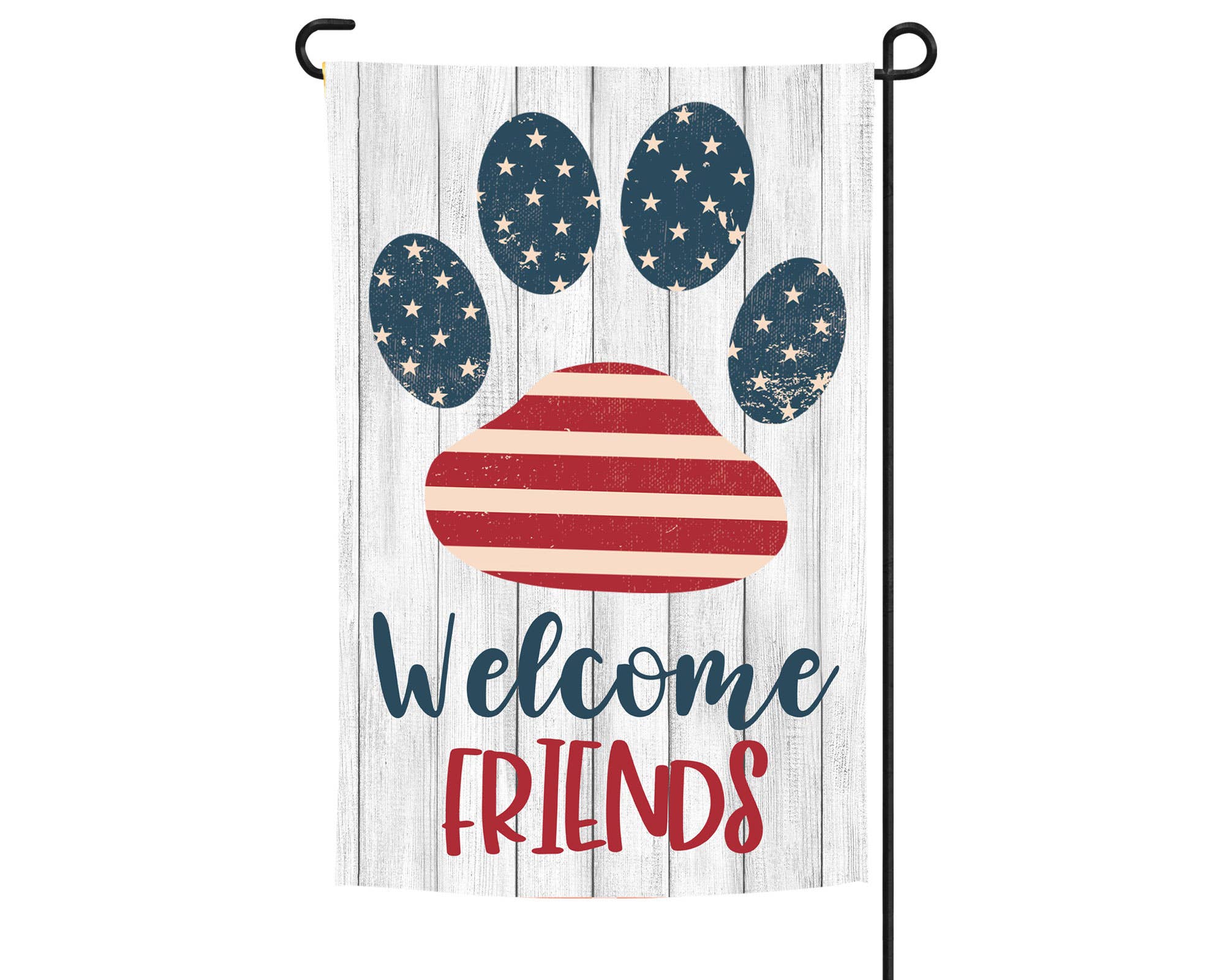 Garden Flag - Welcome Friends Patriotic Paw