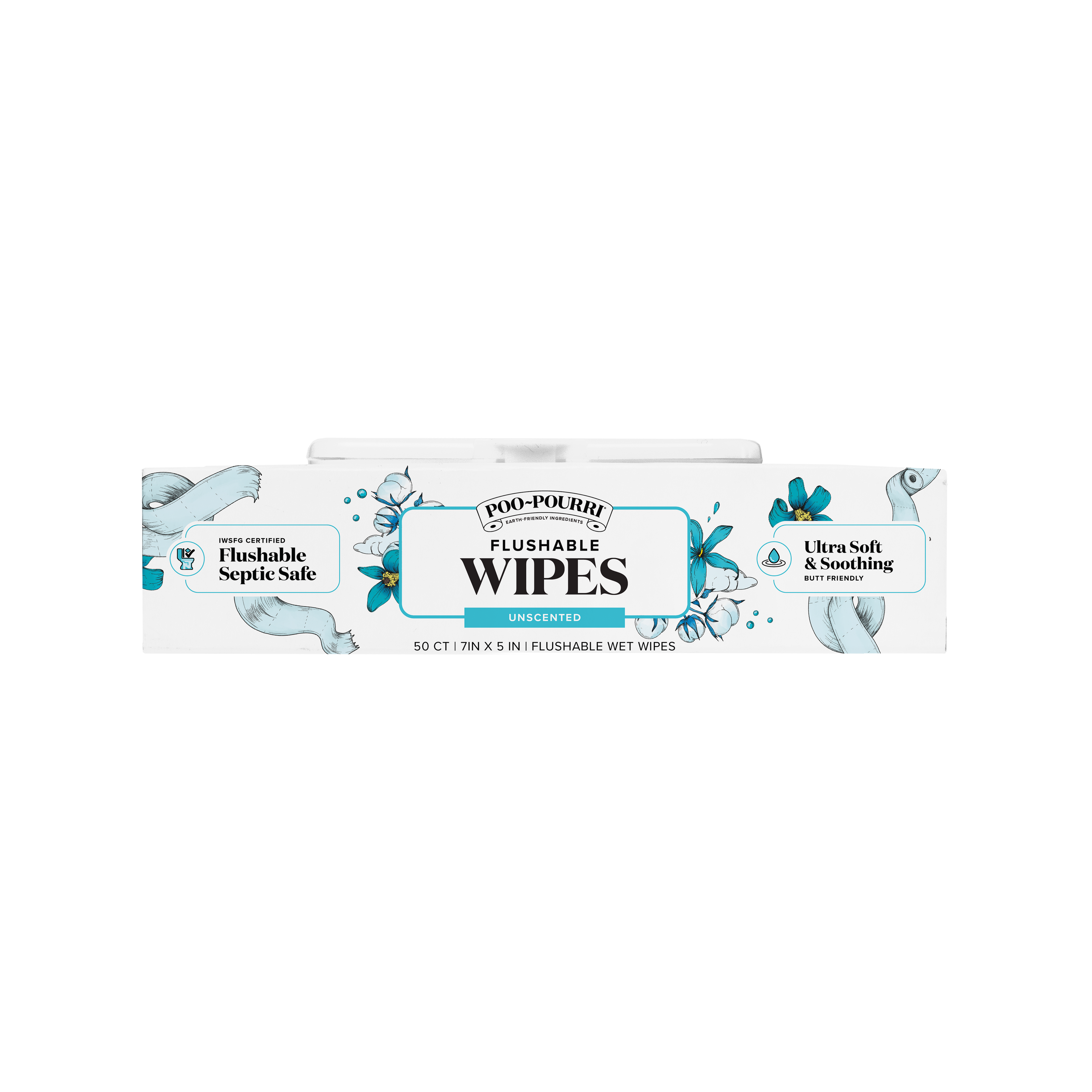 Unscented Poo~Pourri Flushable Wipes 50ct, Single Packs
