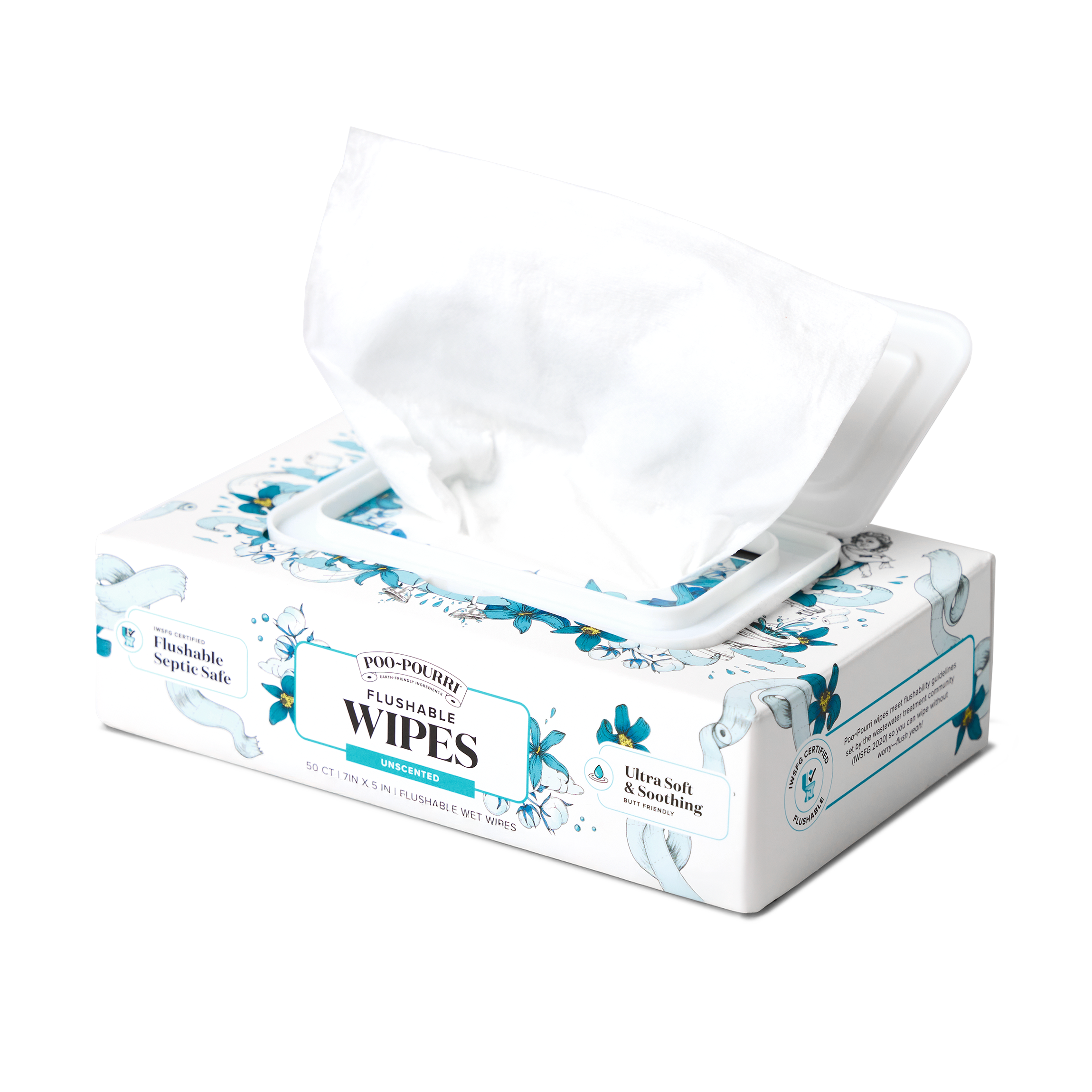 Unscented Poo~Pourri Flushable Wipes 50ct, Single Packs