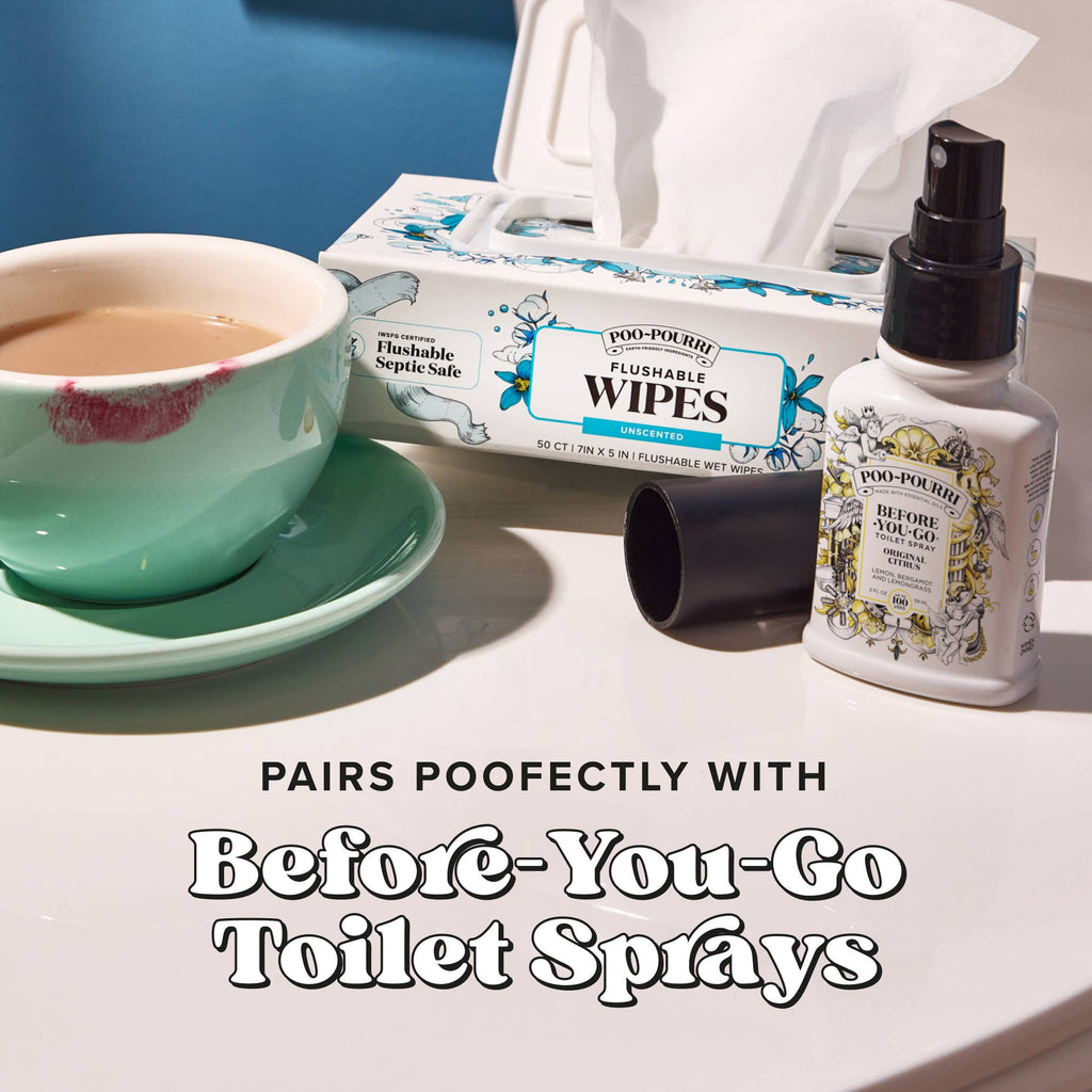 Unscented Poo~Pourri Flushable Wipes 50ct, Single Packs